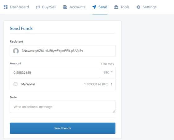 send money to bitcoin address