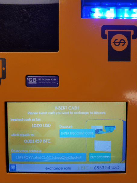 Bitcoin ATM Insert Cash