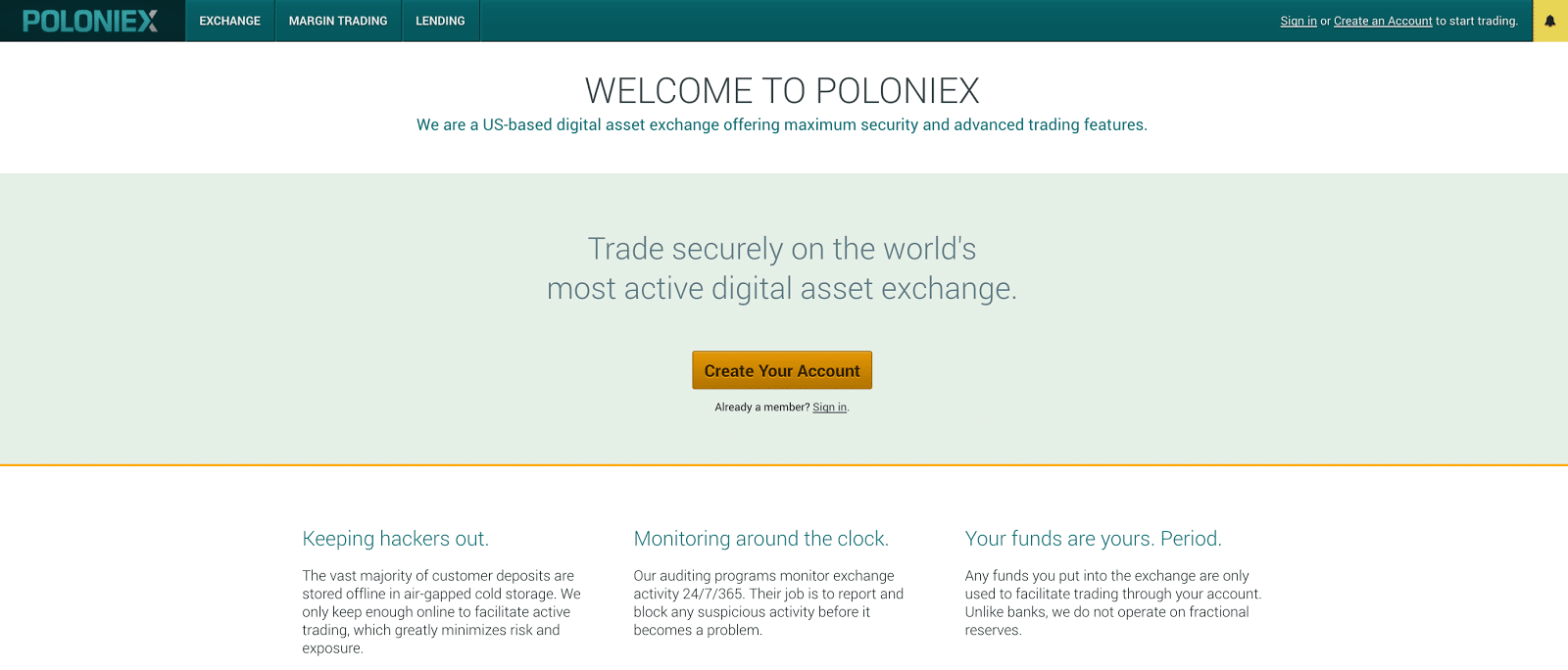 poloniex home page