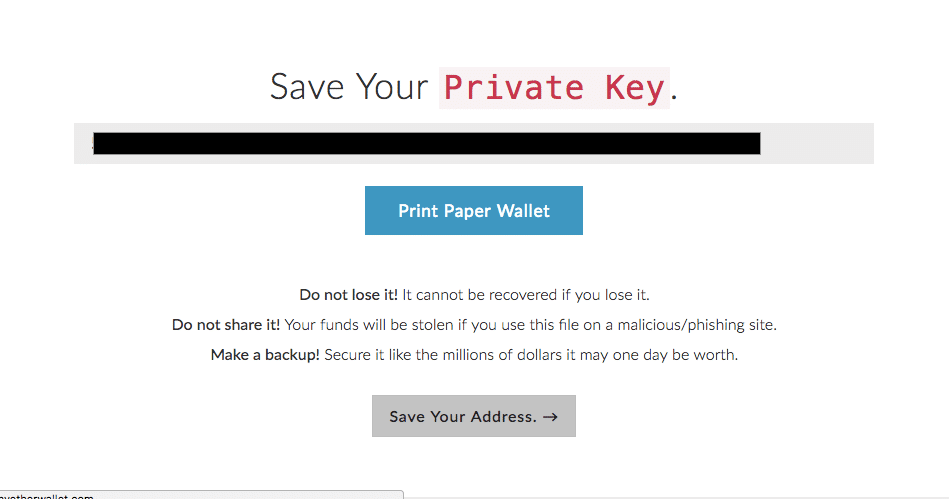 MyEtherWallet Private key