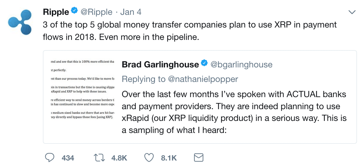 Brad Garlinghouse Twitter XRP