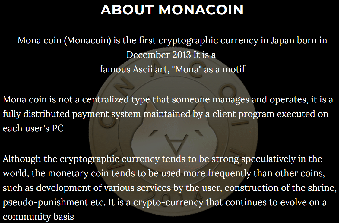 Monacoin description 