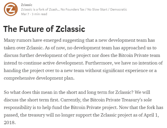 Future of Zclassic announcement
