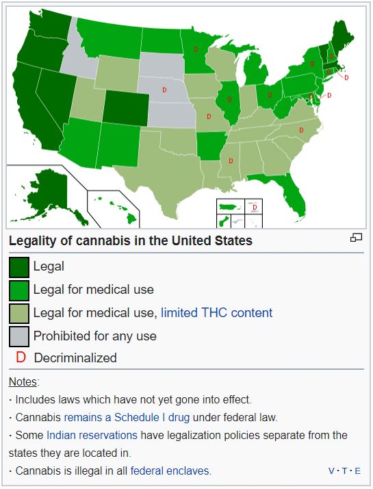 Pot legality by state