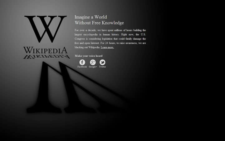 Wikipedia blackout screen
