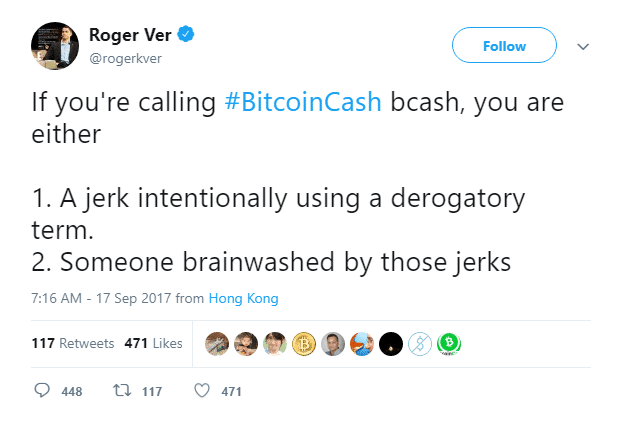 Roger Ver on the Term BCash