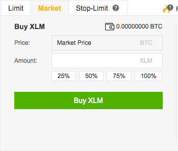 Binance XLM market buy