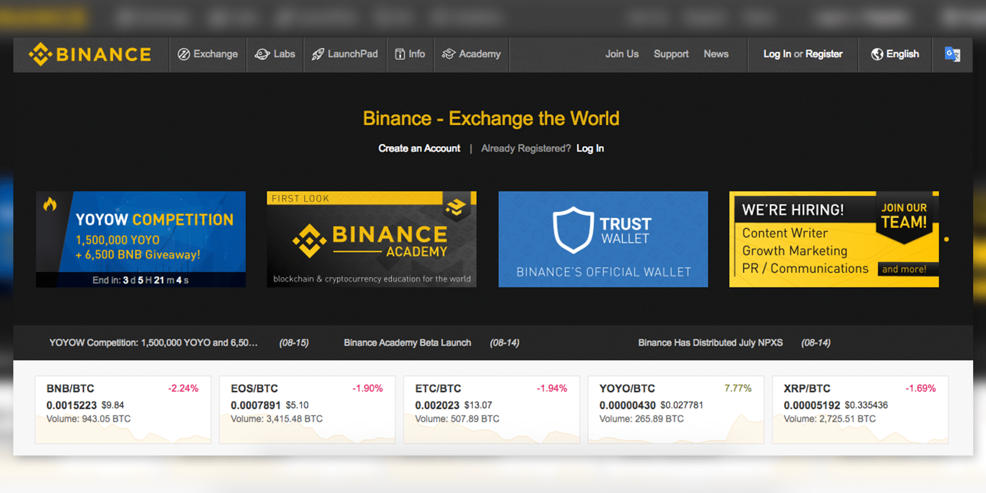 Bytecoin exchange Binance
