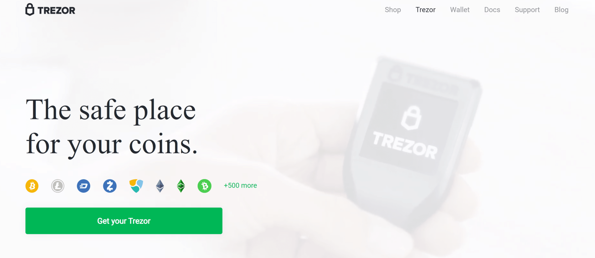 TREZOR vs Ledger: This screencap from the TREZOR website highlights the main goal for any hardware wallet: security