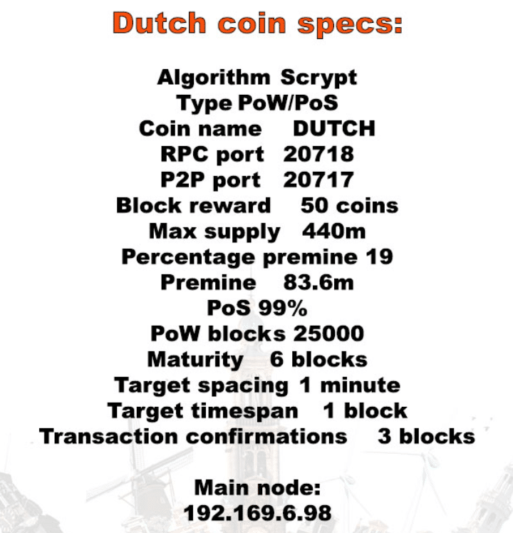 Photo of Dutch Coin's tech specs