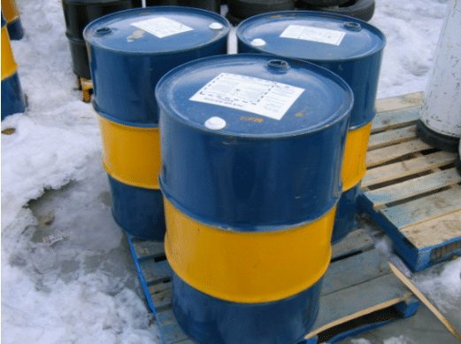 Oil in metal barrels