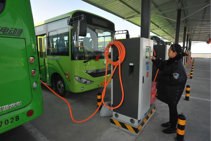 Chinese Electric Bus Station via Caixinglobal