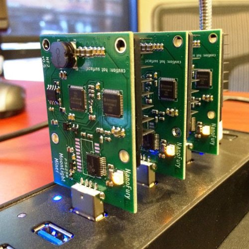 photo of three Nano Fury 2 Dual Chip USB Miner Bitfury NFY2 asic-miners