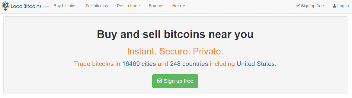 LocalBitcoin via Homepage