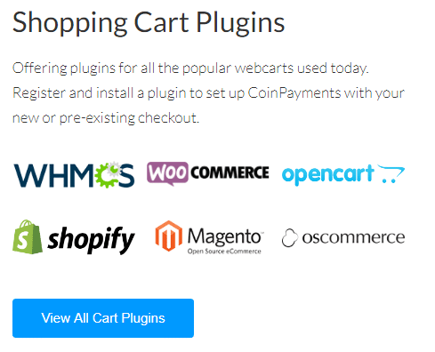 Shopping Cart Plugins by CoinPayments via Homepage