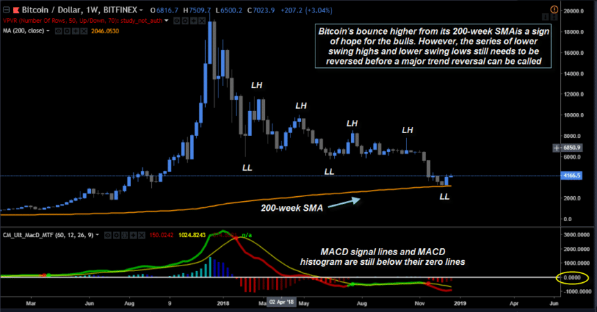 bitcoin bear market  Bitcoin weekly chart