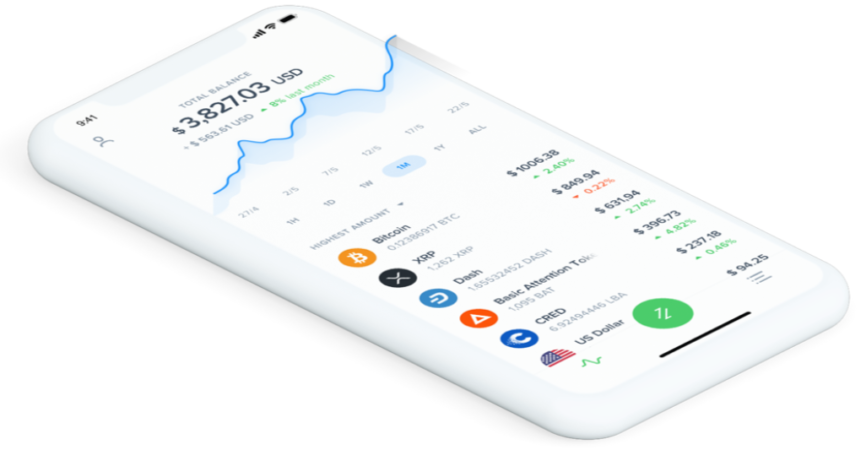 Photo of the trading interface on the Uphold mobile app 