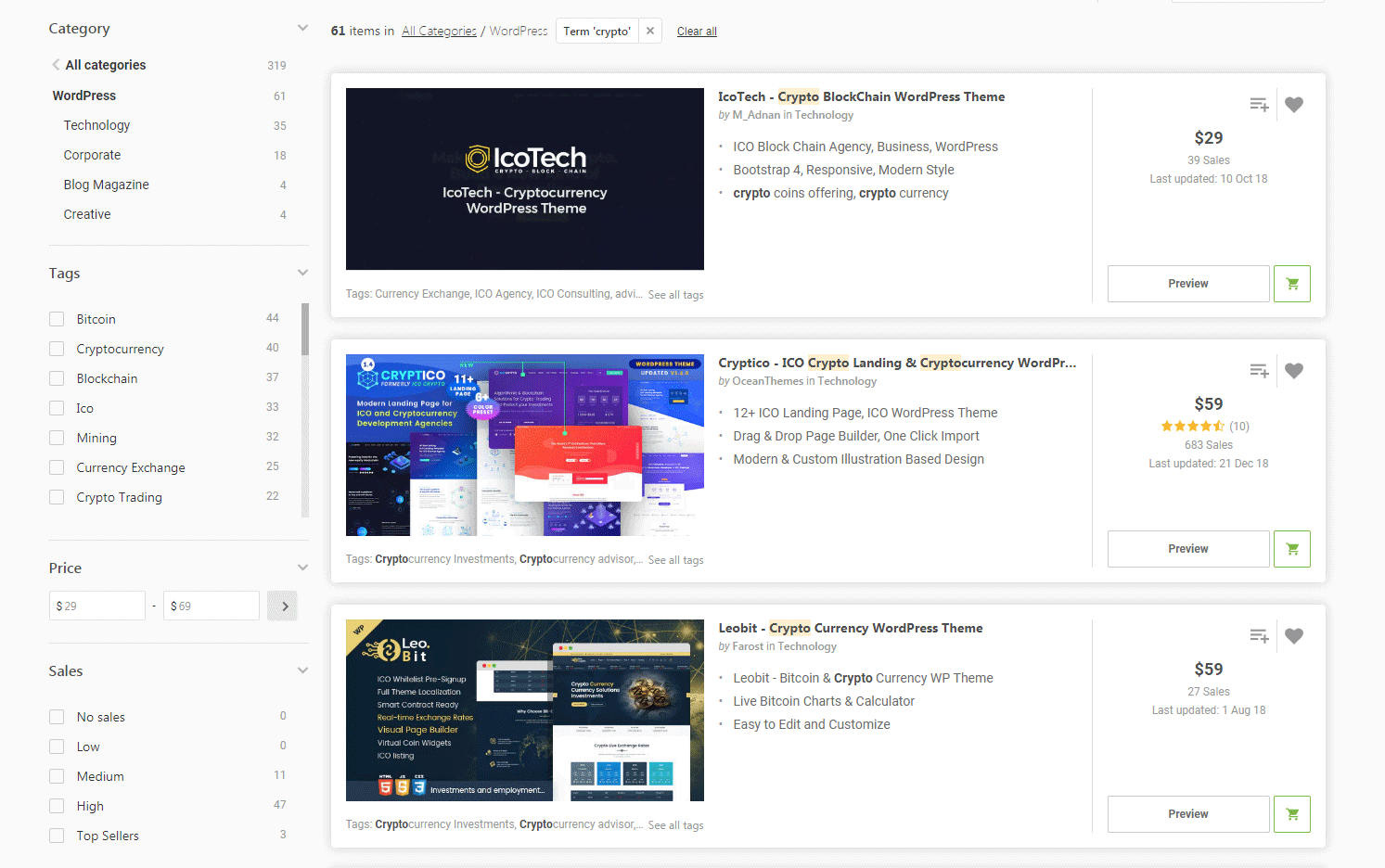 Widely available cryptocurrency themed website themes. Initial coin offering scam.