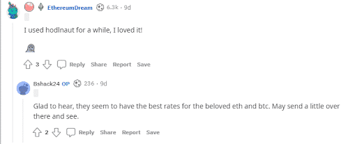 Hodlnaut reviews on Reddit