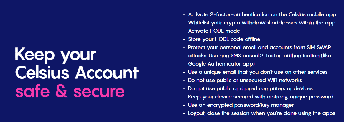 How to secure your Celsius account
