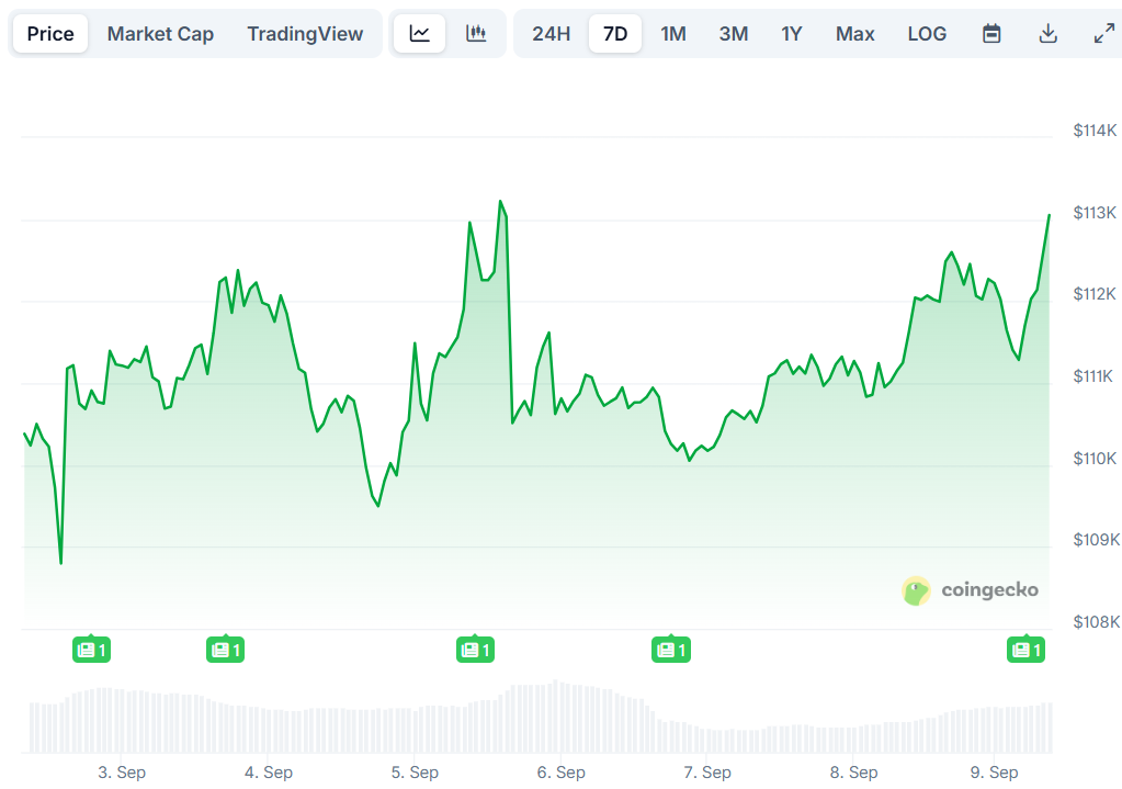 ⚠️CRIPTOVALUTE: Il prezzo del Bitcoin supera i 113.000 dollari su OKX