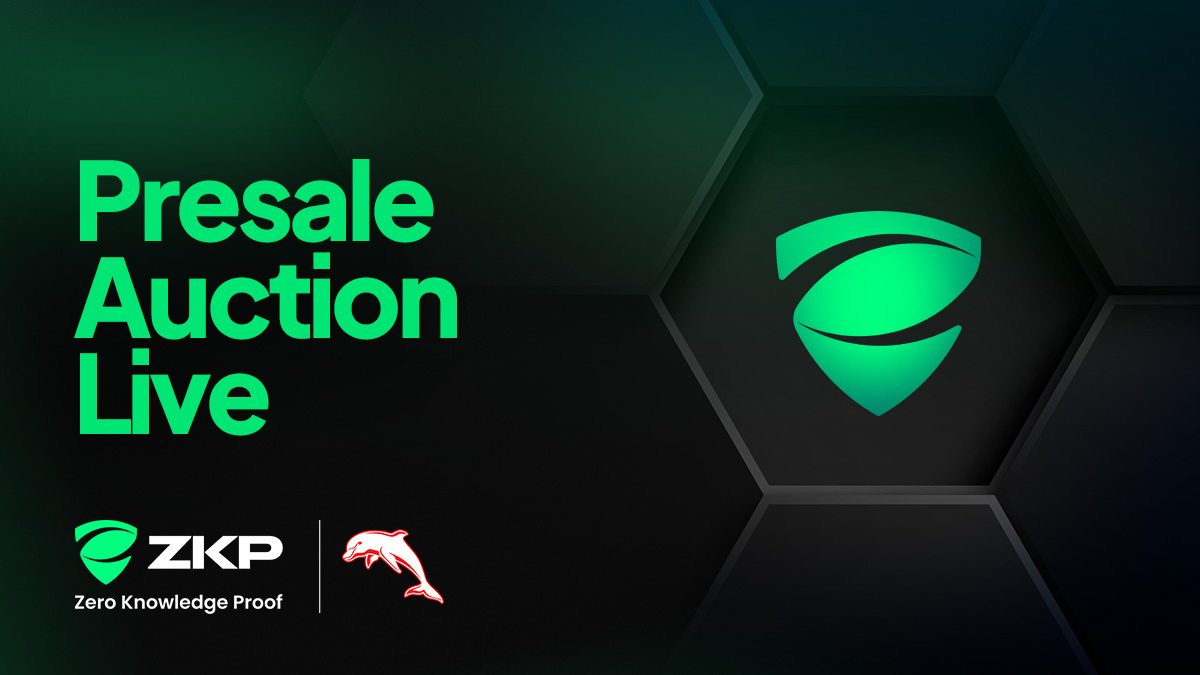 Text says - Presale Auction Live For Zero Knowledge Proof (ZKP)