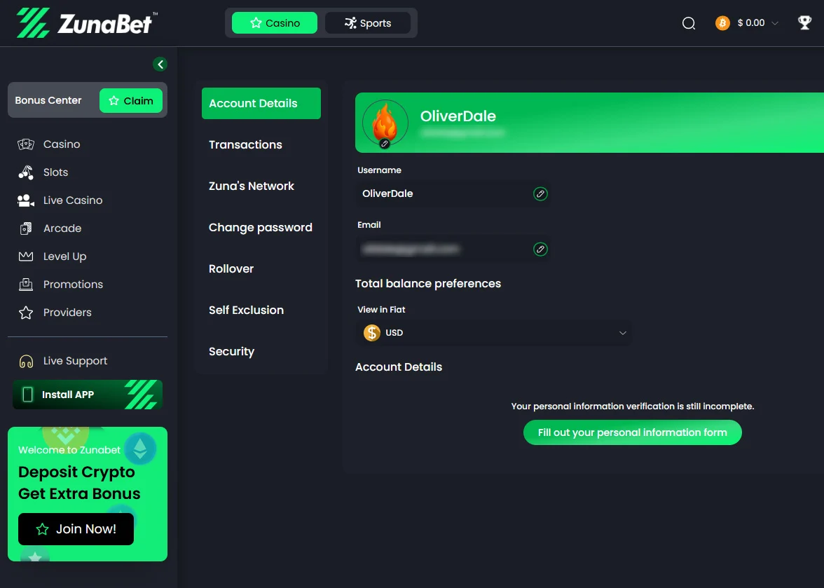 Zunabet Members area