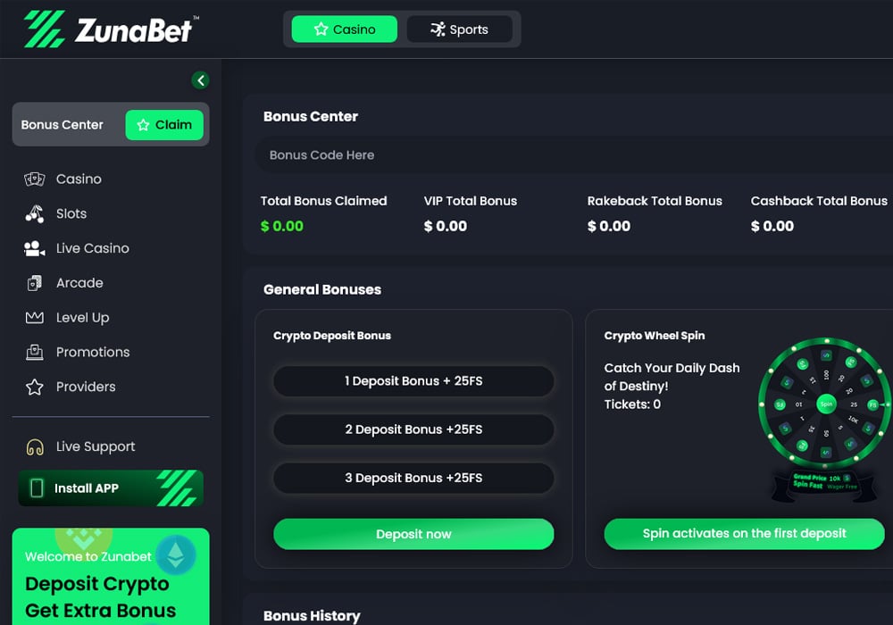 Zunabet Welcome Bonus