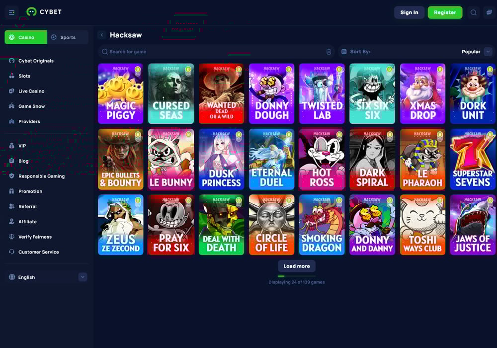 Hacksaw Gaming At Cybet